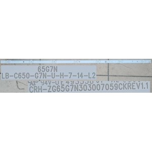 KOGAN KAQLED65XQ9510STA LEFT LED STRIP LB-C650-G7N-U-H-7-14-L2 CRH-ZG65G7N303007059CKREV1.1